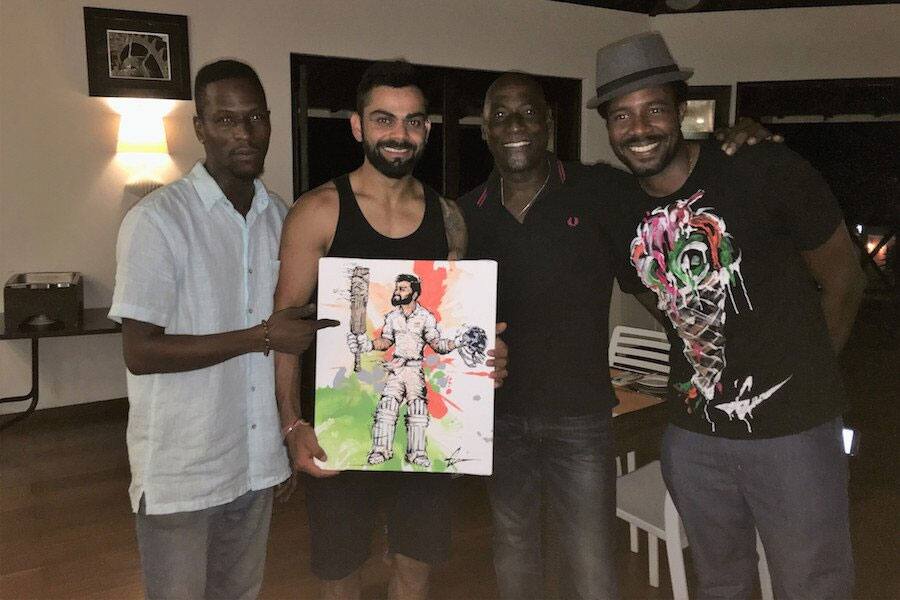 Sir @vivrichards56’s son is a @imVkohli fan Sir @vivrichards56’s son is a @imVkohli fan