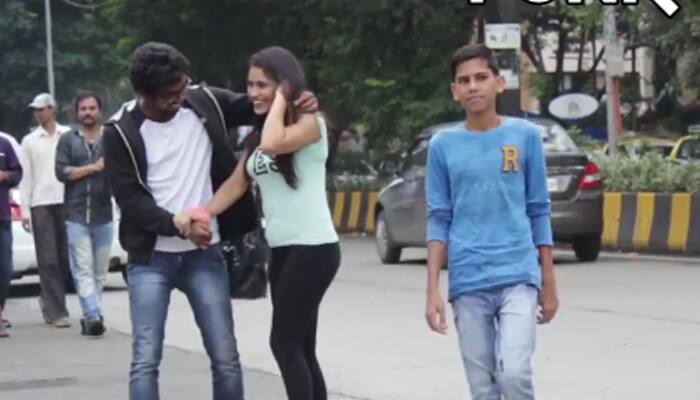 Girl&#039;s hug prank on strangers backfires. See how – Watch