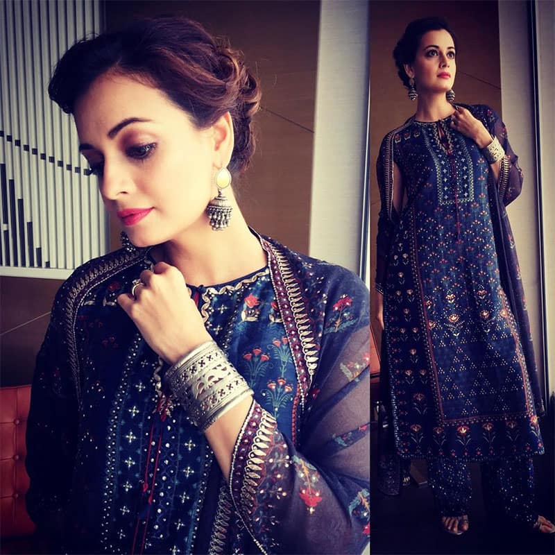 dia mirza :- Handcrafted outfit by @anitadongre #EpicLove and jewellery by @amrapalijewels dia mirza :- Handcrafted outfit by @anitadongre #EpicLove and jewellery by @amrapalijewels