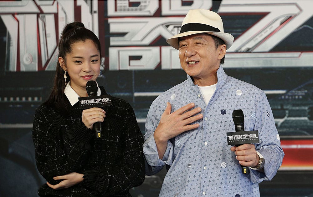 Jackie Chan and co-star Nana Ou-Yang speak to the media