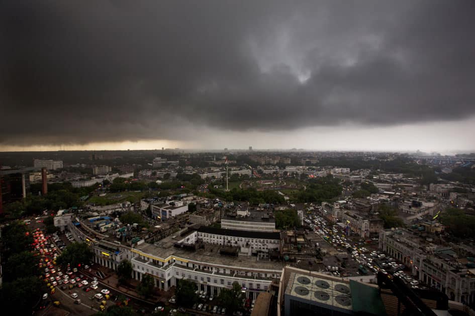 Monsoon clouds gather over the skyline of New Delhi. Monsoon clouds gather over the skyline of New Delhi.