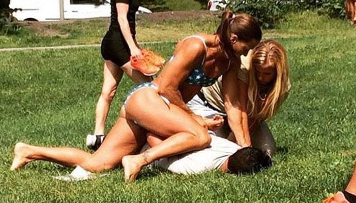 What happened when a lady cop sunbathing in bikini saw a thief? Checkout insanely viral pics!