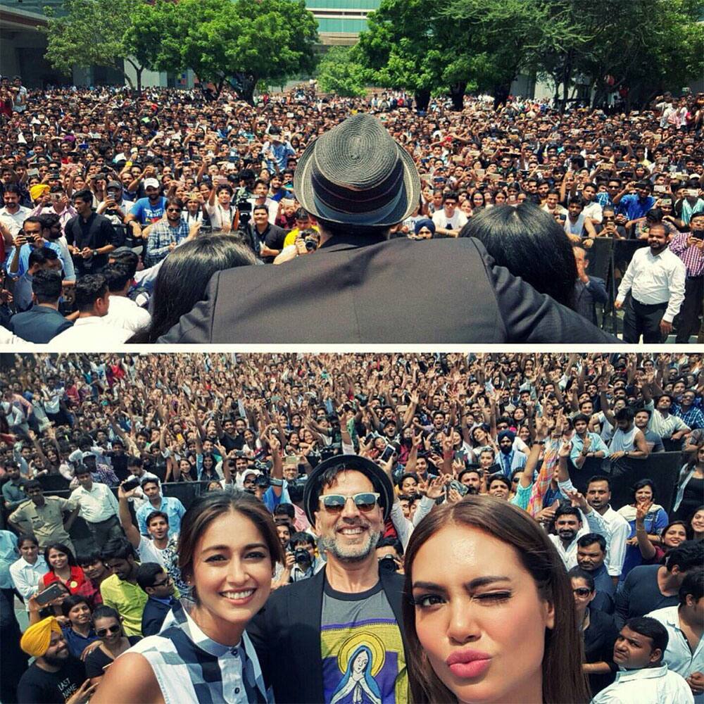 A mighty welcome at Amity for Team Rustom Fans come first then my heroines A mighty welcome at Amity for Team Rustom Fans come first then my heroines