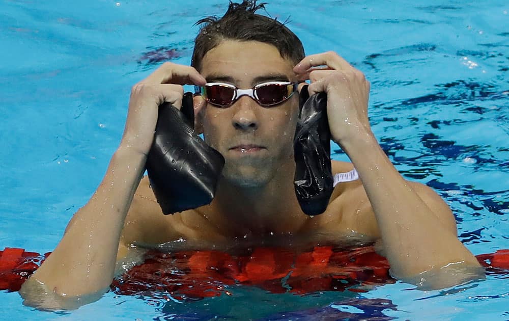 United States' Michael Phelps after winning a semifinal of the men's 200-meter individual medley