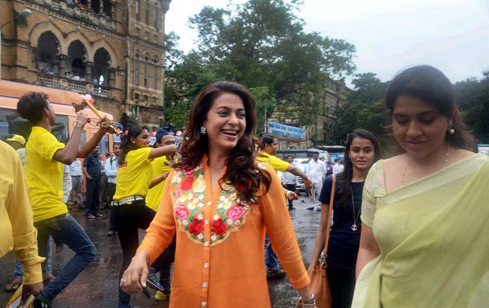 Actress Juhi Chawla at the launch of Mumbai Darshan Best tour event Aamchi Mumbai 