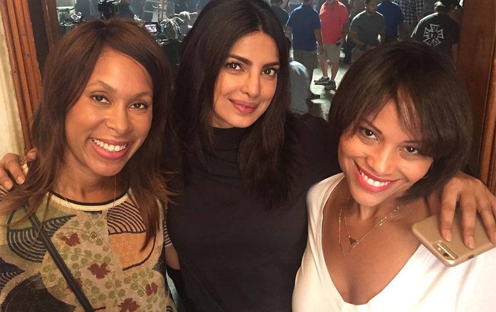 Priyanka chopra :- So glad u ladies visited set! Come by more often @channers314 @ayodeledavis #quantico @joshsafran