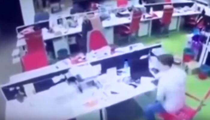 Scary! Paranormal activity in office caught on CCTV, is this ghost? – Watch Video