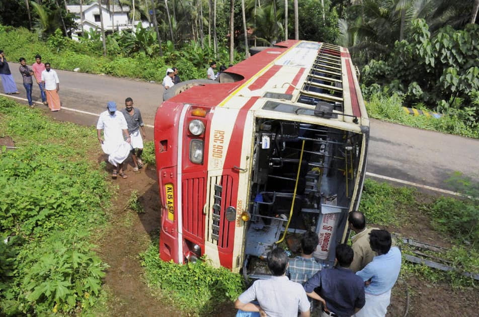 Kerala RTC bus over turned