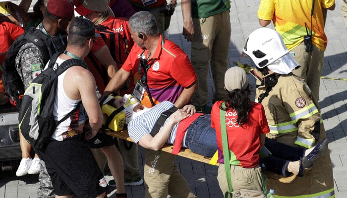 WATCH: SHOCKING! Giant overhead TV camera falls in Olympic Park, injures seven