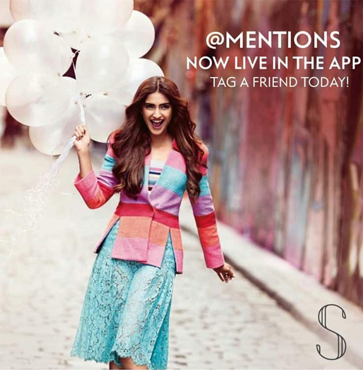 sonam kapoor :- You can now tag your friends in my App! Go check it out! 