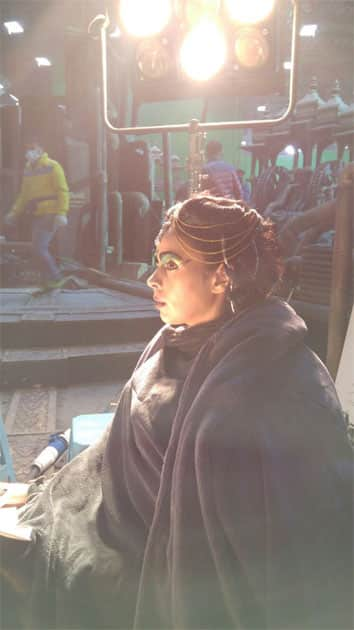 On the sets of Time Raiders- Mallika Sherawat