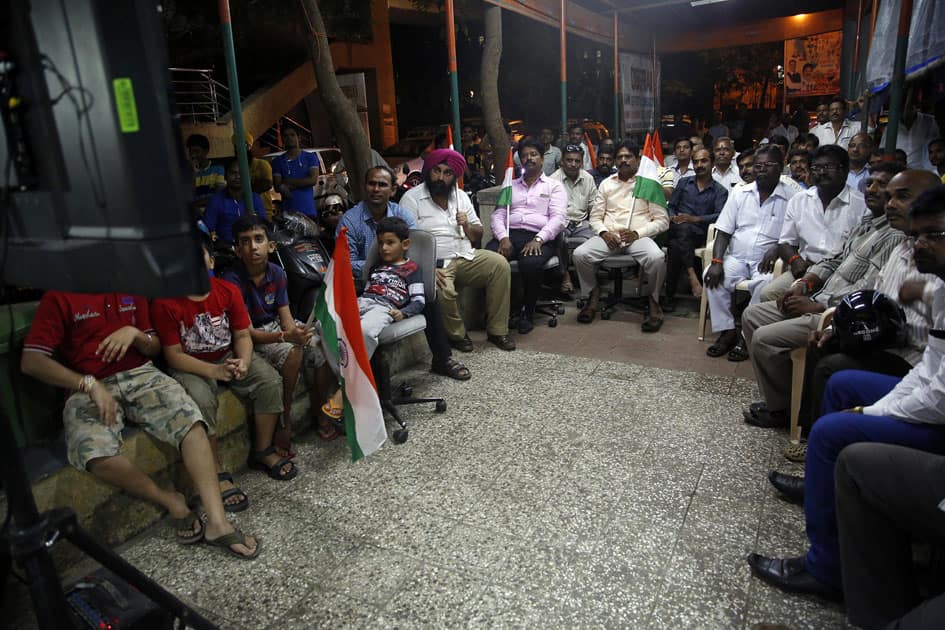 supporters of Pusarla Sindhu watch a live telecast