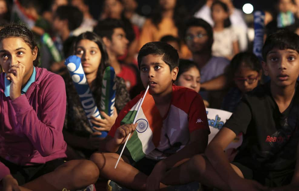 supporters of Pusarla Sindhu watch a live telecast