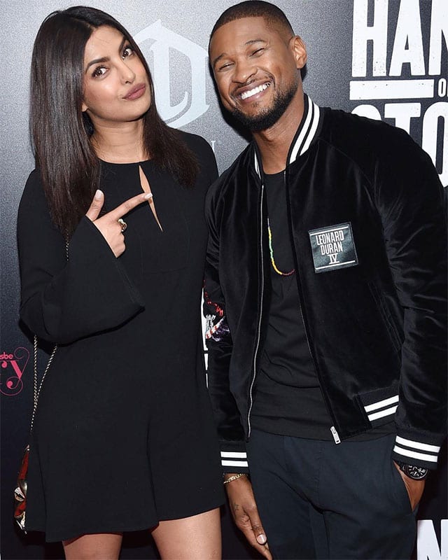 priyanka chopra :- Congrats and good luck to my friend and talent extraordinaire @usher for the premiere of #handsofstone you will kill it as #sugarrayleonard @hair_by_priyanka mup @uday104