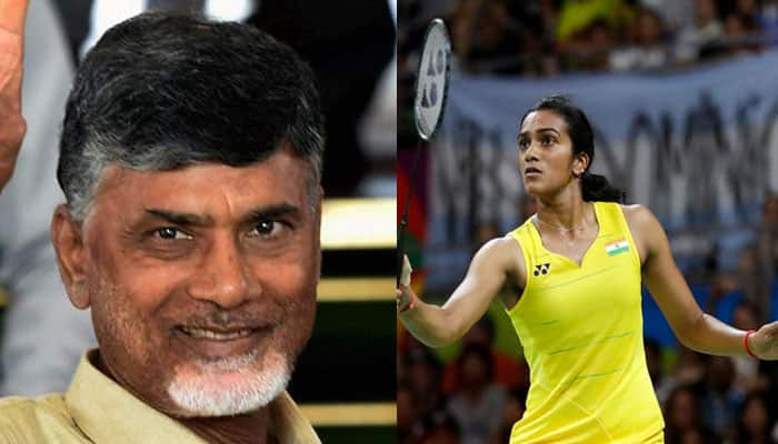 WATCH: Chandrababu Naidu plays badminton with PV Sindhu on stage during felicitation ceremony