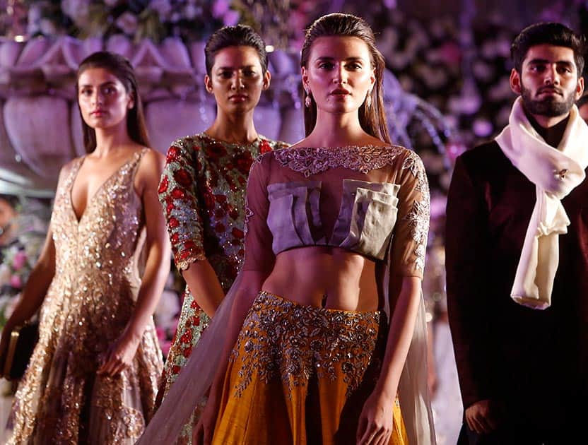 A models displays creations by Manish Malhotra