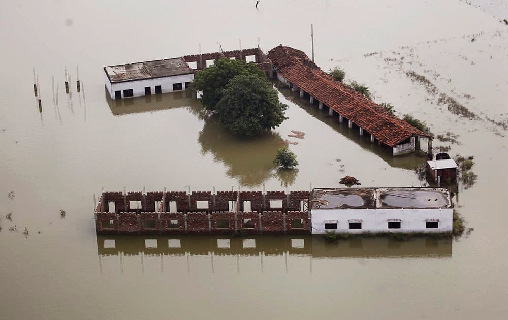 An aerial view of the floods at Allahabad