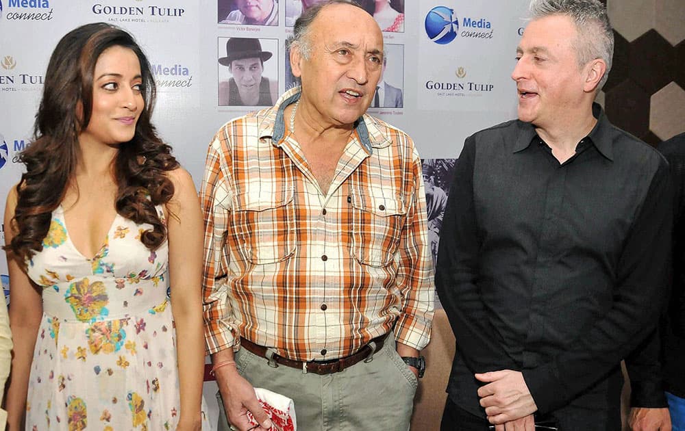 Eminent actor Victor Banerjee (C) with actress Raima Sen and Argentinian film director Pablo Cesar (R) during the announcement of their upcoming movie Thinking of Him, based on Legendary poet and Nobel Laureate Rabindra Nath Tagores life Eminent actor Victor Banerjee (C) with actress Raima Sen and Argentinian film director Pablo Cesar (R) during the announcement of their upcoming movie Thinking of Him, based on Legendary poet and Nobel Laureate Rabindra Nath Tagores life