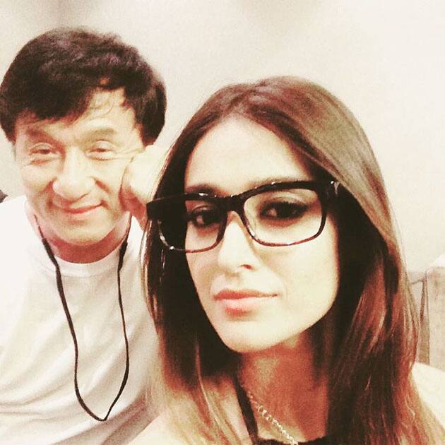 #tbt a year ago when I tried on Jackie Chan's glasses- Ileana D'Cruz