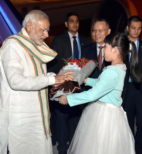 Modi arrival in China