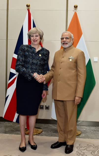 Prime Minister Narendra Modi with UK Prime Ministe