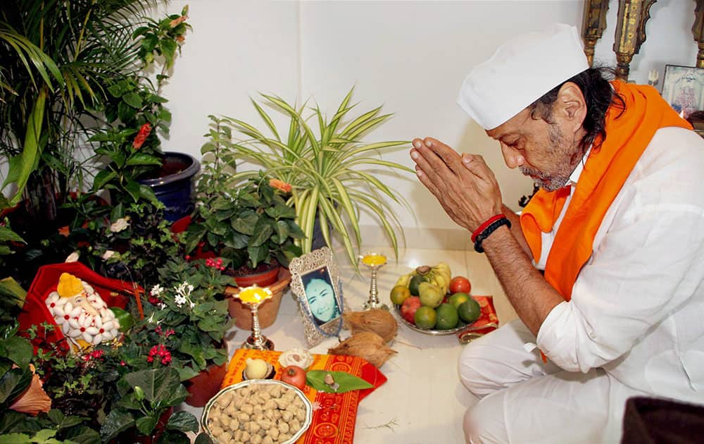 Jackie Shroff prays to Lord Ganesh on the first day of Ganesh Chaturthi at his residence in Mumbai