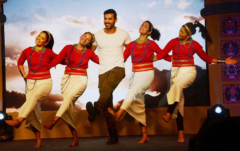 John Abraham dances at an event announcing him as the Brand Ambassador of Arunachal Pradesh, in Mumbai