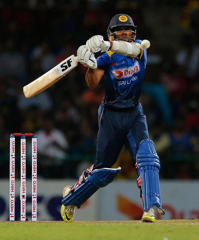 Sri Lanka's Dinesh Chandimal plays a shot against Australia during their first twenty20 cricket match