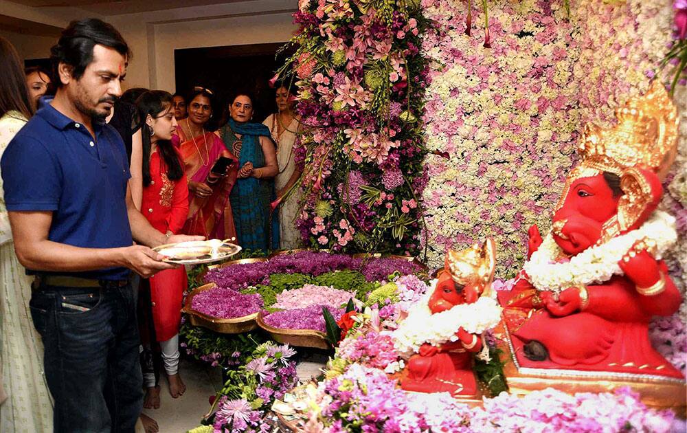 Nawazuddin Siddiqui during Ganesh Chaturthi festival in Mumbai