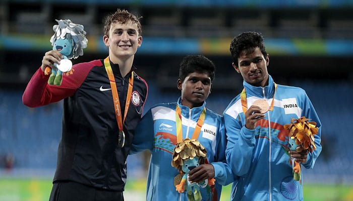 Double delight for India as Mariyappan Thangavelu wins gold and Varun Bhati bronze at Rio Paralympics