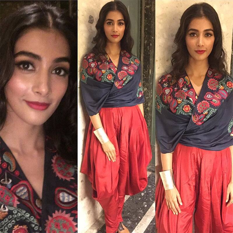 pooja hegde :- Dhoti love ❤ @amoh_byjade #dhotiPants #redhot