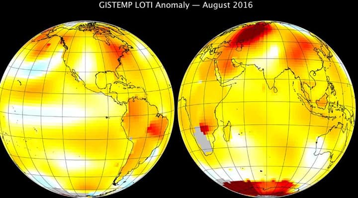 August 2016 warmest August in 136 years of modern records, says NASA