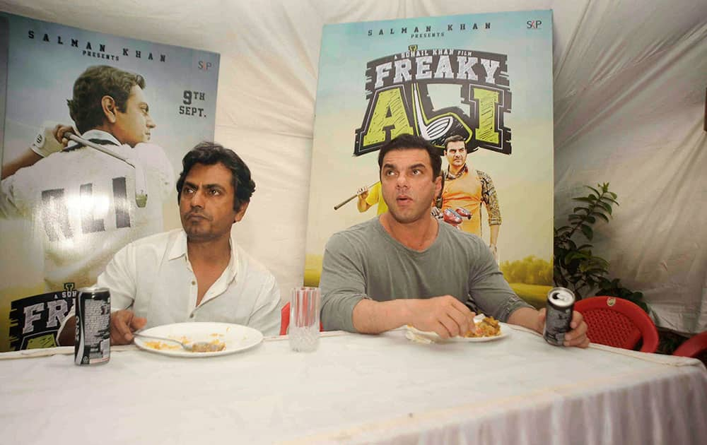 Nawazuddin Siddiqui and Sohail Khan celebrate Eid during the promotion of his new movie in Mumbai