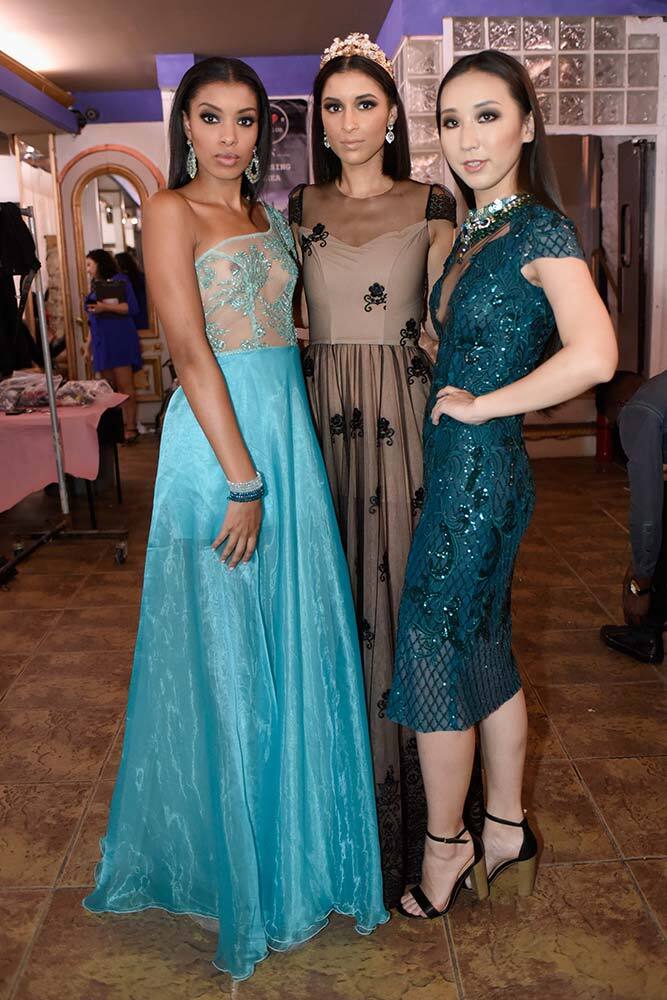 Models pose backstage during Art Hearts Fashion NYFW