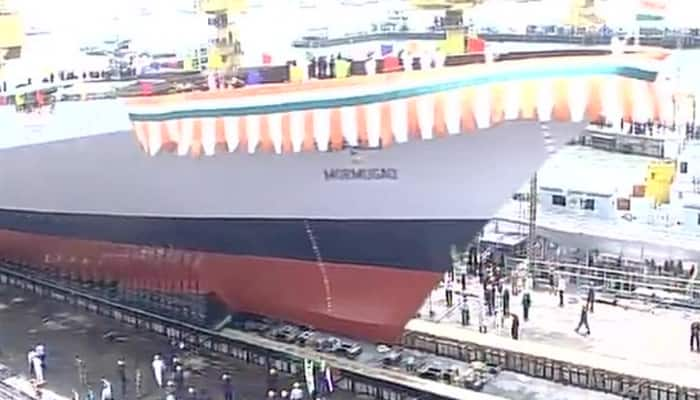 Mormugao - India&#039;s second guided-missile destroyer launched