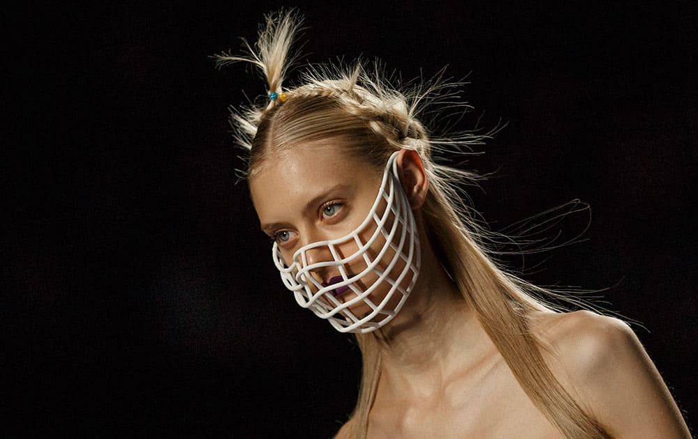 A model displays a 2017 Spring/Summer design by Maya Hansen at the Madrid's Fashion Week