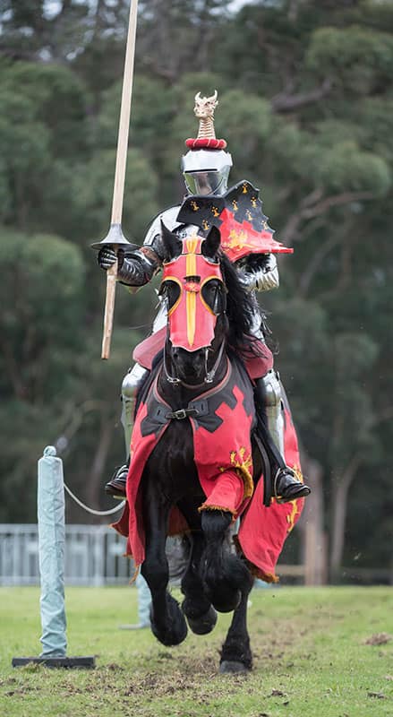 A jouster rehearsing at St Ives Showground  in Sydney