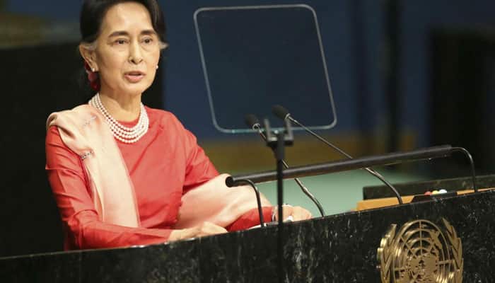 Suu Kyi makes first UN speech as Myanmar leader