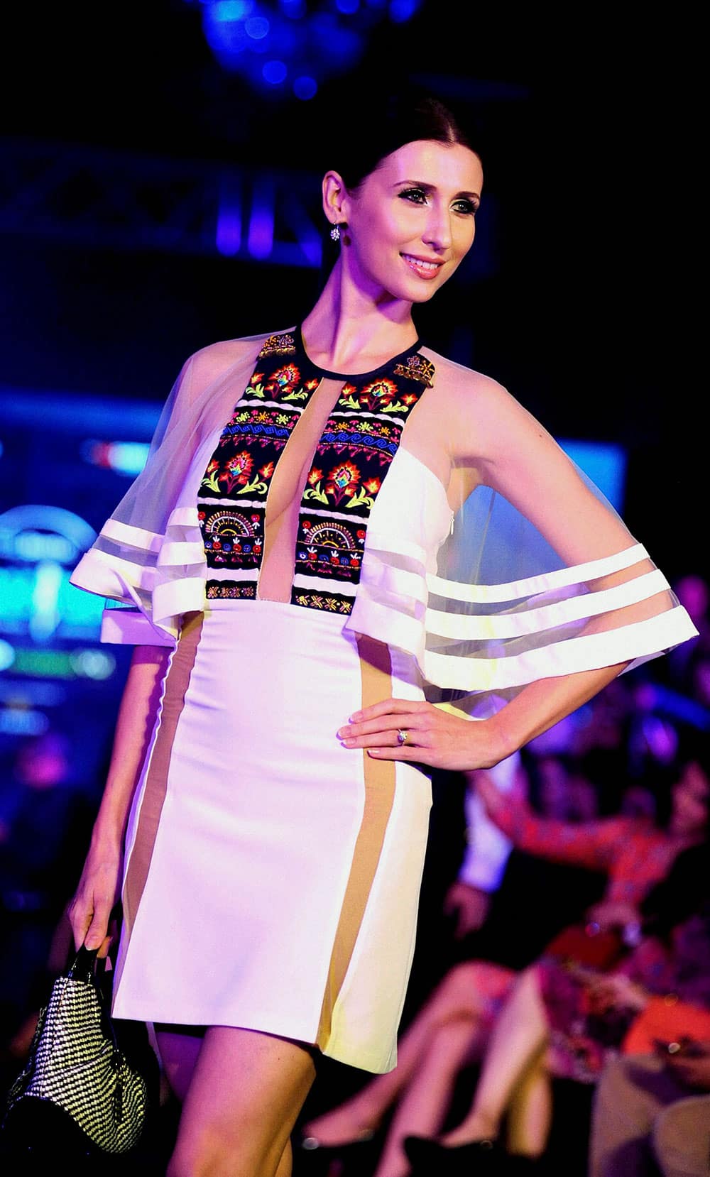 Claudia Ciesla walks the ramp for fashion designer Rajat Tangri at Tech Fashion Tour in Mumbai