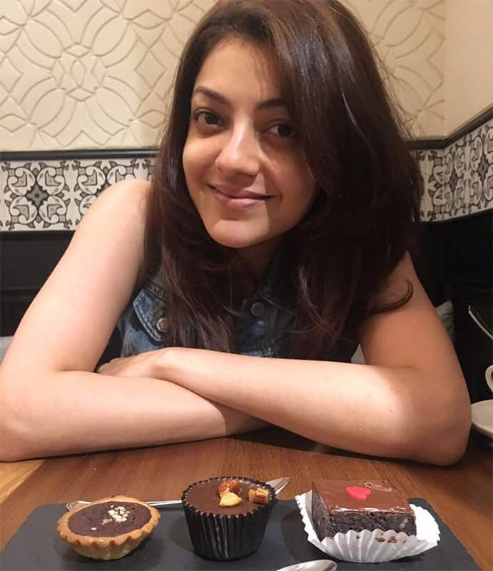 kajal aggarwal :- #toeatornottoeat #dilemma #desertlove #chocolate