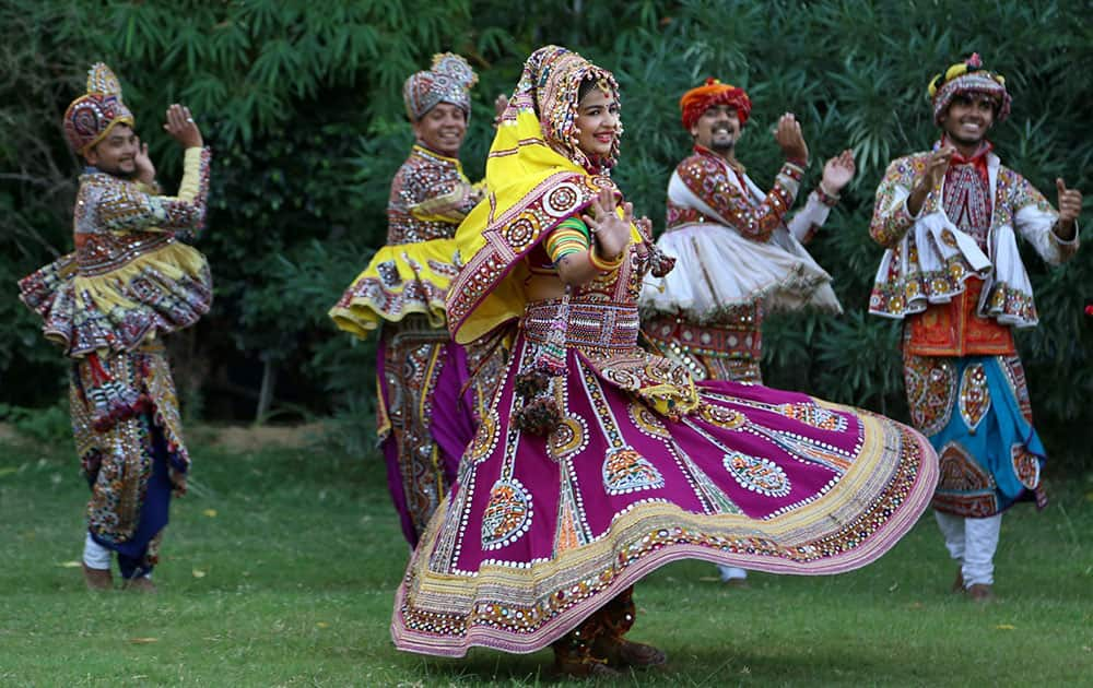 Girls practice the Garba dance ahead of the Navratri festival in Ahmedabad