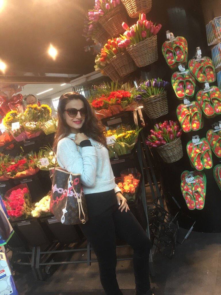 Just landed in #amsterdam - Twitter@ameesha_patel