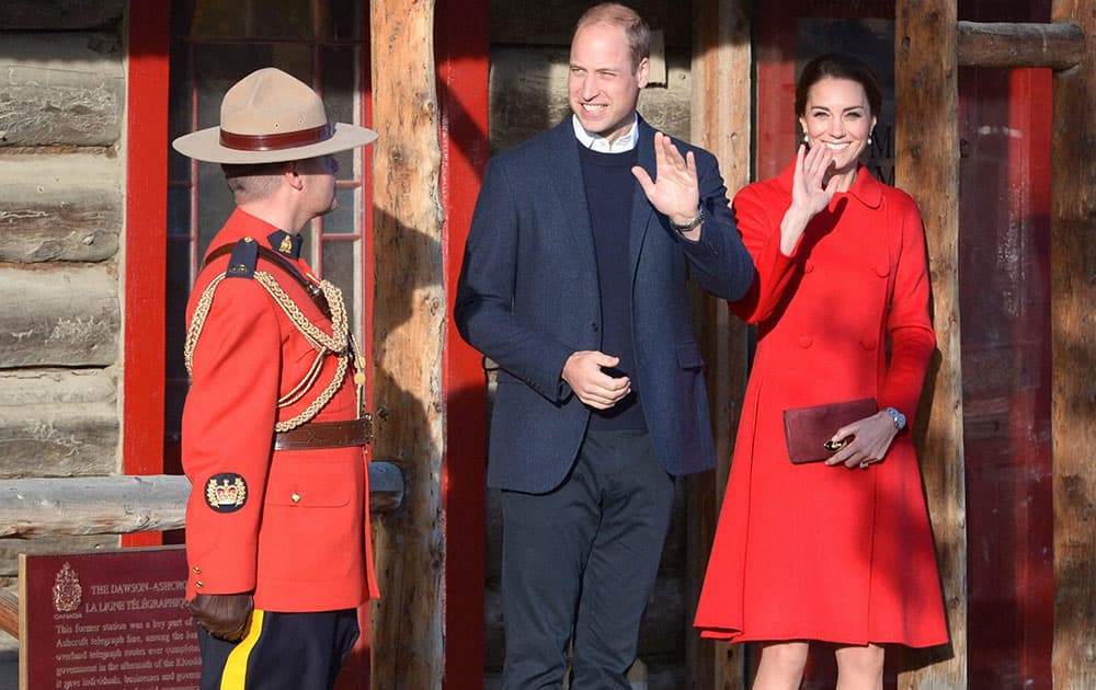 Prince William and his wife Kate, the Duke and Duchess of Cambridge, leave after touring the MacBride Museum of Yukon History in Whitehorse