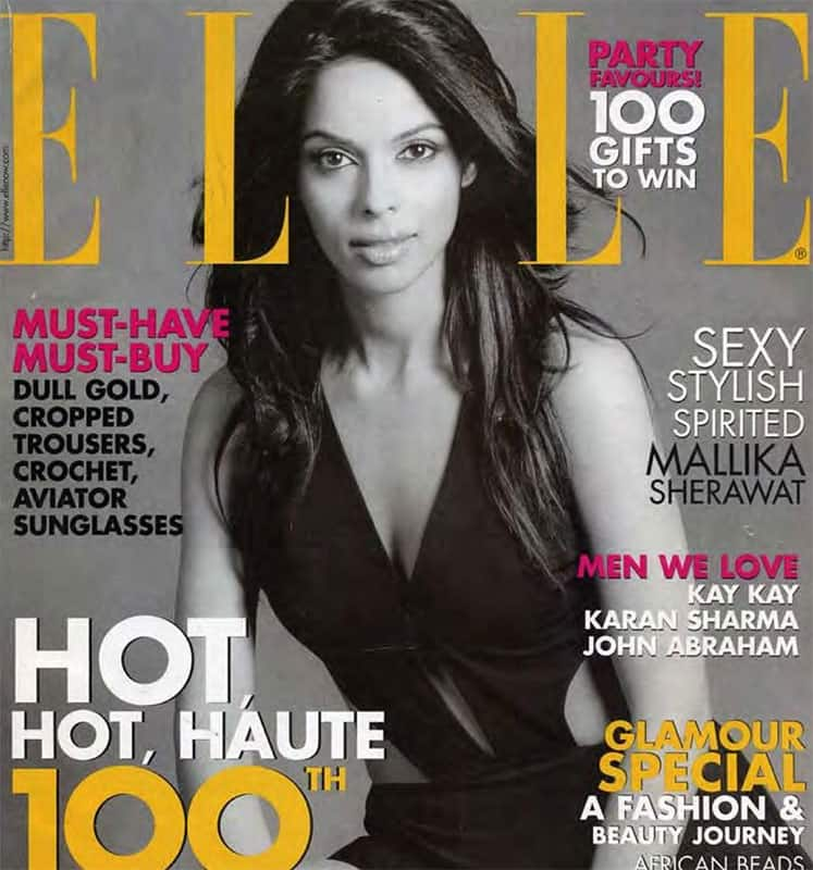 mallika sherawat :- One of my favorite magazine covers @elleindiaofficial @farrokhchothia #throwbackthursday #ellemagazine