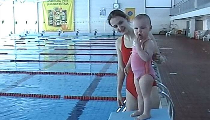 MUST WATCH: This 21-month-old baby taking to water like a mermaid will leave you in Disbelief!