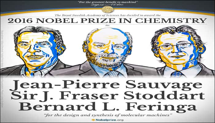 Jean-Pierre Sauvage, Sir James Fraser Stoddart and Bernard L Feringa win Nobel Prize in Chemistry for molecular machines