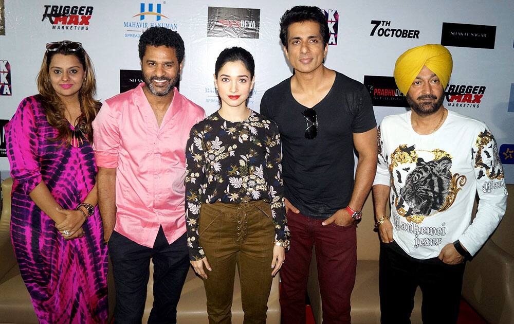 The starcast of the upcoming film Tutak Tutak Tutiya at a promotional event 