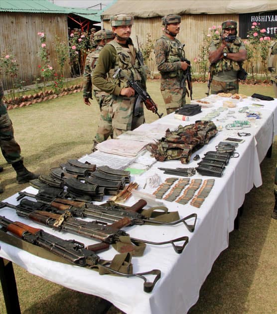 Arms and ammunition recovered from militants