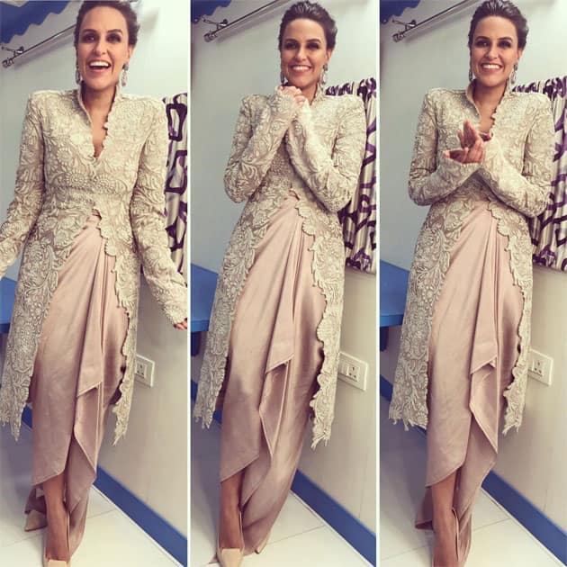 Tonight in #anamikakhanna- Neha Dhupia