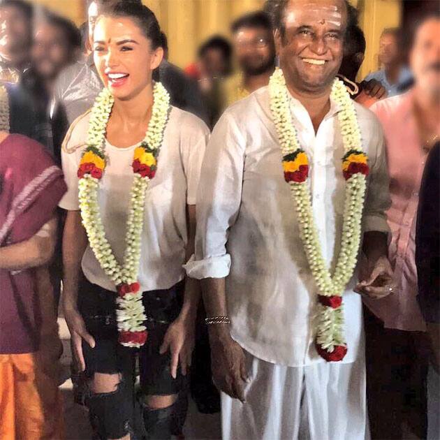 With @superstarrajini himself,- Amy Jackson